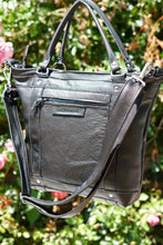 Load image into Gallery viewer, Black & Grey leather shoulder bag