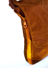 Load image into Gallery viewer, Brown Waxed Cotton Landscape expandable shoulder bag