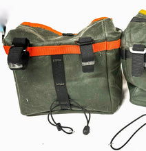Load image into Gallery viewer, Cycling Handlebar Bag in Green Waxed Canvas & Orange