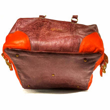 Load image into Gallery viewer, Vibrant Orange & Distressed brown Leather Holdall - small