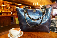 Load image into Gallery viewer, Patent Leather Look Crocodile Tote Bag