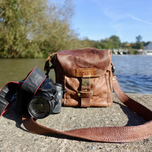 Load image into Gallery viewer, Padded Camera Bag in Antelope leather