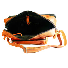 Load image into Gallery viewer, Two Tone Bright Orange Leather Messenger Bag
