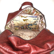 Load image into Gallery viewer, Vibrant Orange & Distressed brown Leather Holdall - small