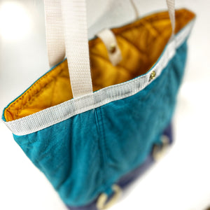 Upcycled canvas tent tote