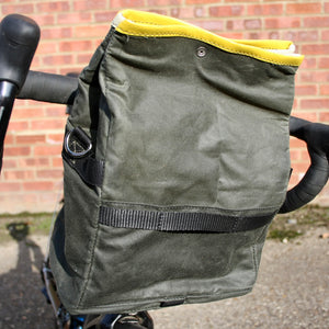 Cycling Handlebar Bag in Green Waxed Canvas