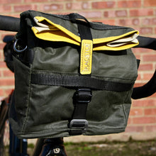 Load image into Gallery viewer, Cycling Handlebar Bag in Green Waxed Canvas
