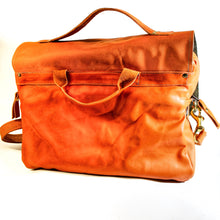 Load image into Gallery viewer, Two Tone Bright Orange Leather Messenger Bag
