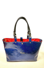 Load image into Gallery viewer, Patent Leather Look Crocodile Tote Bag