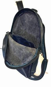 Handmade Navy Blue Leather Backpack