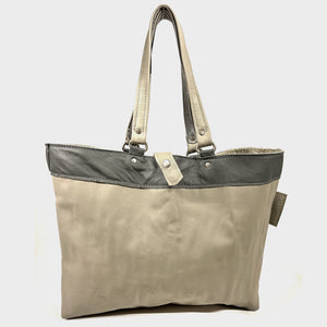 Grey Leather Tote Shopper