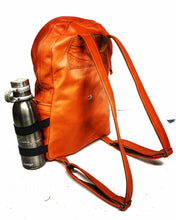 Load image into Gallery viewer, Handmade Orange & Tan Leather Backpack