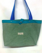 Load image into Gallery viewer, Upcycled Canvas Tote Bag - various leathers