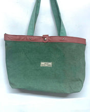 Load image into Gallery viewer, Upcycled Canvas Tote Bag - various leathers
