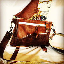 Load image into Gallery viewer, Upcycled medium sized leather shoulder bag