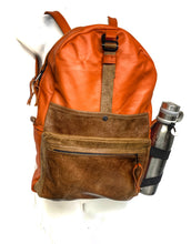 Load image into Gallery viewer, Handmade Orange & Tan Leather Backpack