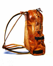 Load image into Gallery viewer, Handmade Distressed Tan Leather Backpack
