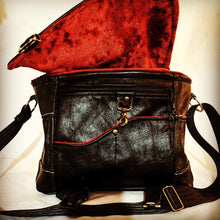 Load image into Gallery viewer, Upcycled medium sized leather shoulder bag