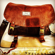 Load image into Gallery viewer, Upcycled medium sized leather shoulder bag