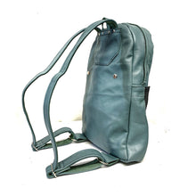 Load image into Gallery viewer, Handmade Teal Leather Backpack