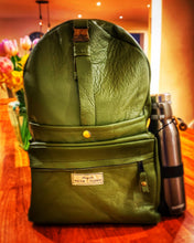 Load image into Gallery viewer, Handmade Amazon Green Leather Backpack
