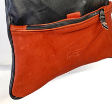 Load image into Gallery viewer, Soft black & burnt orange leather shoulder bag