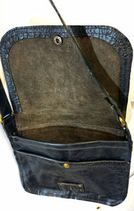 Black Buffalo Hide Leather Shoulder bag