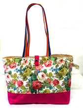 Load image into Gallery viewer, Limited Edition Fabric &amp; Pink Leather Tote bag
