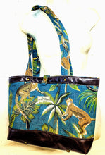 Load image into Gallery viewer, Limited Edition Monkey Fabric &amp; Leather Tote bag
