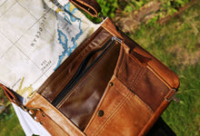 Load image into Gallery viewer, Upcycled medium sized leather shoulder bag