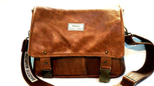 Load image into Gallery viewer, Upcycled medium sized leather shoulder bag