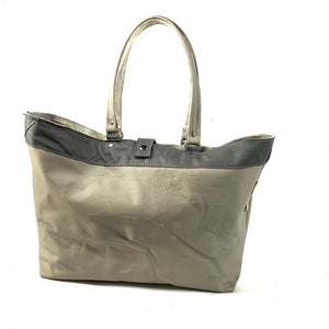 Grey Leather Tote Shopper