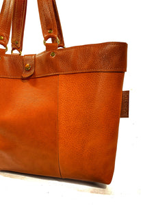 Upcycled Tan Leather Tote Shopper