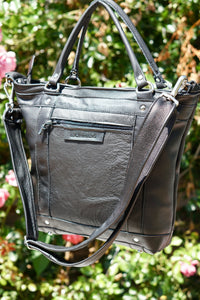 Black & Grey leather shoulder bag