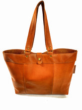 Load image into Gallery viewer, Upcycled Tan Leather Tote Shopper
