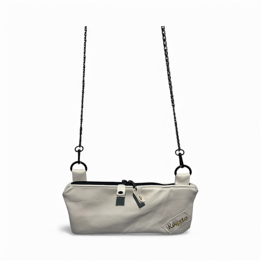 White leather clutch bag