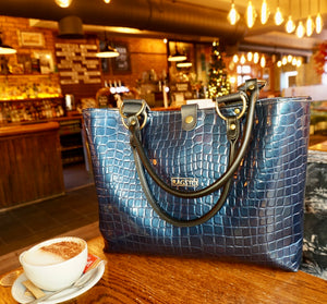 Patent Leather Look Crocodile Tote Bag