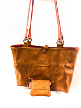 Load image into Gallery viewer, Upcycled Tan Leather Tote Shopper

