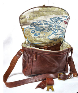 Satchel style leather shoulder bag