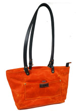 Load image into Gallery viewer, Zipped Waxed Canvas Tote Bag Orange
