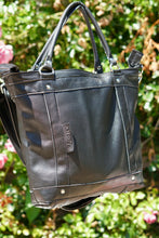 Load image into Gallery viewer, Black &amp; Grey leather shoulder bag
