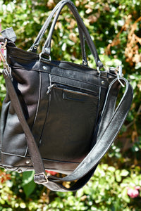 Black & Grey leather shoulder bag
