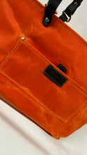 Load image into Gallery viewer, Zipped Waxed Canvas Tote Bag Orange
