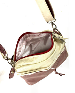 Pink & Cream Small leather Shoulder bag