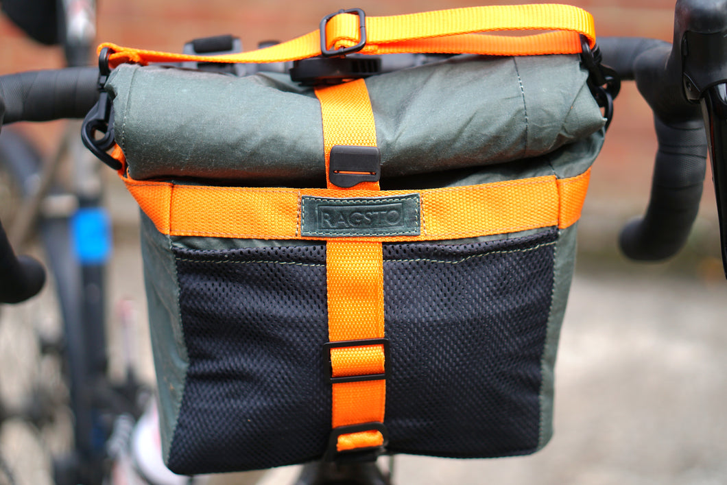 Cycling Handlebar Bag in Green Waxed Canvas