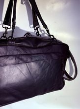 Load image into Gallery viewer, Navy Blue Leather Cabin Baggage hold-all
