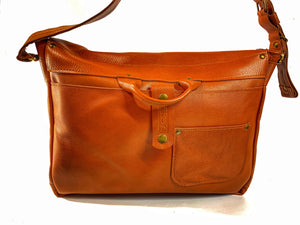 Raw Leather Messenger Bag