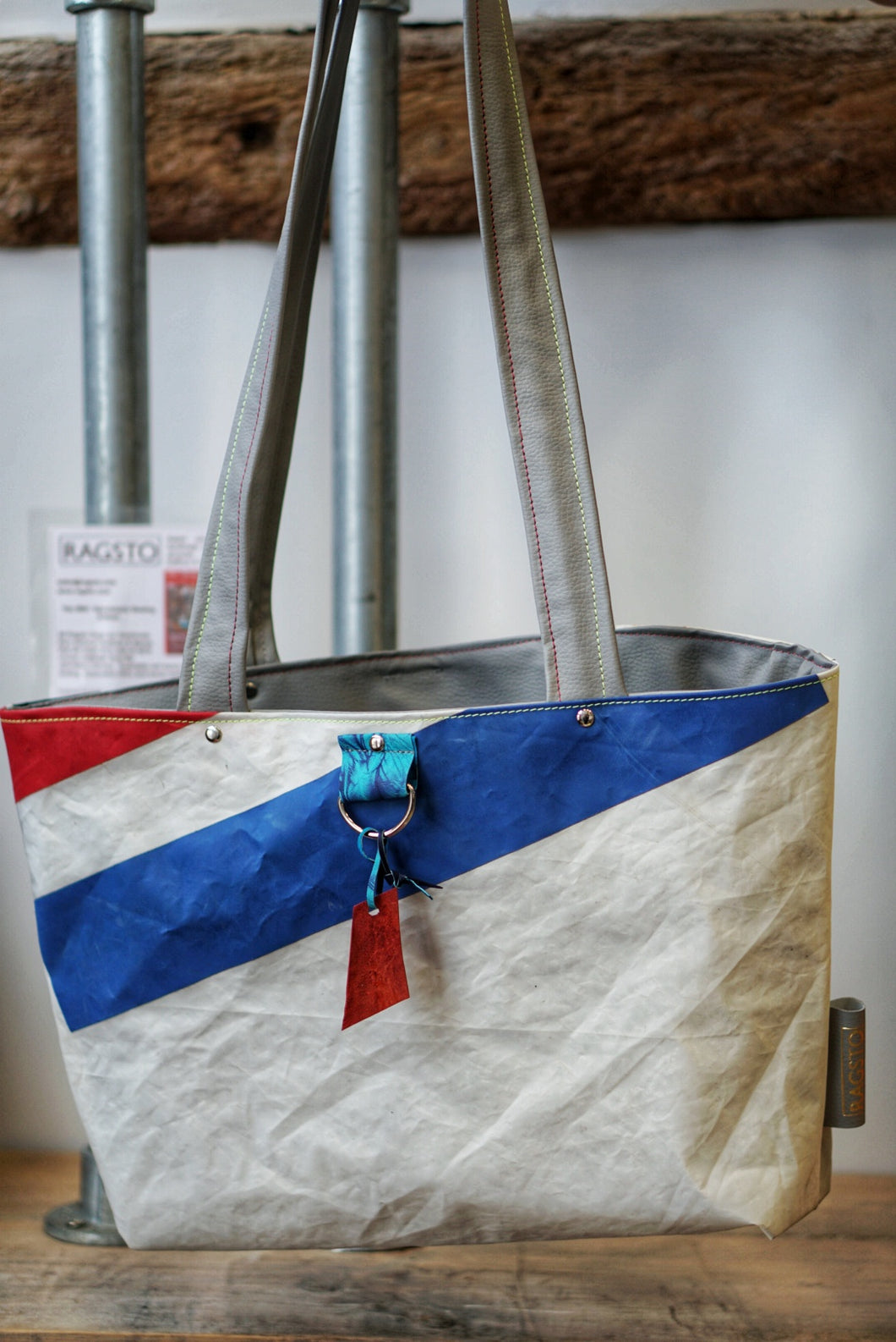 Yacht Sail Tote Shopper white red blue