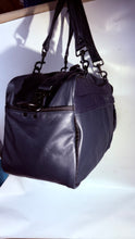 Load image into Gallery viewer, Navy Blue Leather Cabin Baggage hold-all
