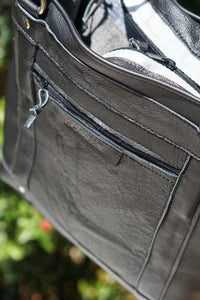 Black & Grey leather shoulder bag
